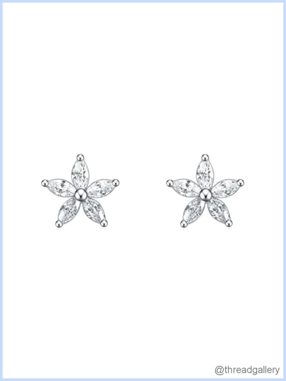 925 Sterling Silver Small Cz Flower Stud Earrings Hypoallergenic